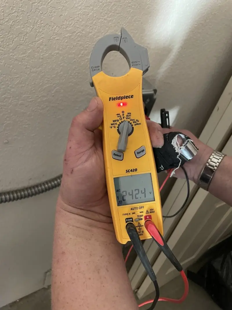 Voltage testing with clamp meter during Circuit Breaker Repair in Upper Saucon